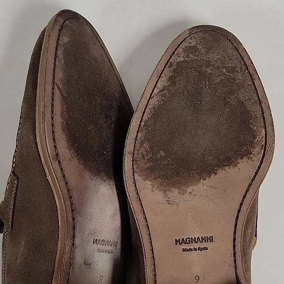 Magnanni Men's Lucien Suede Penny Loafers, Mocha Brown, Size 9, Made in Spain - Picture 8 of 16